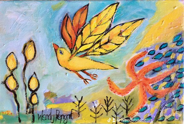 Original Acrylic Painting - Sun Bird